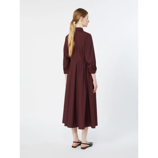 Max Mara Adagio Cotton Poplin Shirt Dress in Dark Red | Shirtdress | Luxury Shoes 