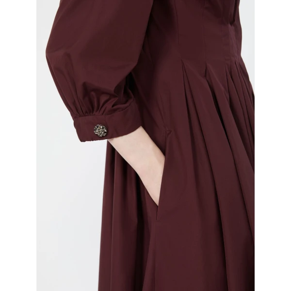 Max Mara Adagio Cotton Poplin Shirt Dress in Dark Red | Shirtdress | Luxury Shoes 
