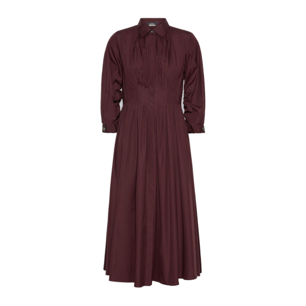 Max Mara Adagio Cotton Poplin Shirt Dress in Dark Red | Shirtdress | Luxury Shoes 