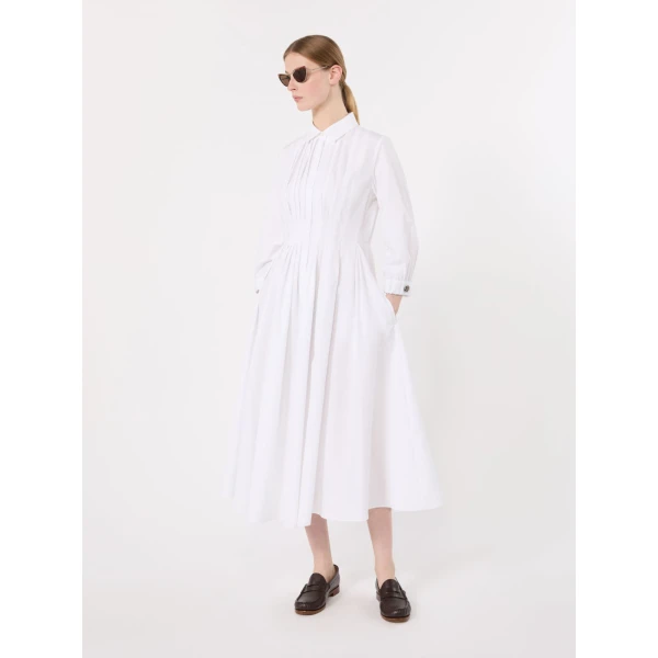 Max Mara Adagio Cotton Poplin Shirt Dress in White | Shirtdress | Luxury Shoes 