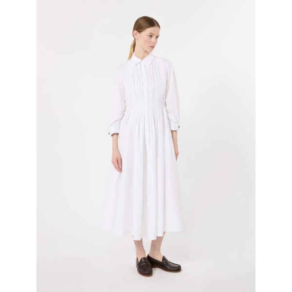 Max Mara Adagio Cotton Poplin Shirt Dress in White | Shirtdress | Luxury Shoes 