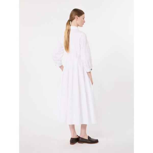 Max Mara Adagio Cotton Poplin Shirt Dress in White | Shirtdress | Luxury Shoes 