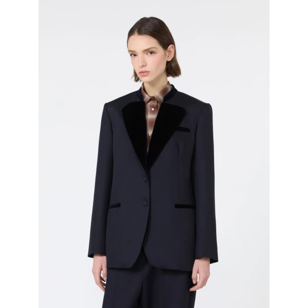 Max Mara Adagio Wool Cavalry Twill Blazer in Ultramarine | Blazers | Luxury Shoes 