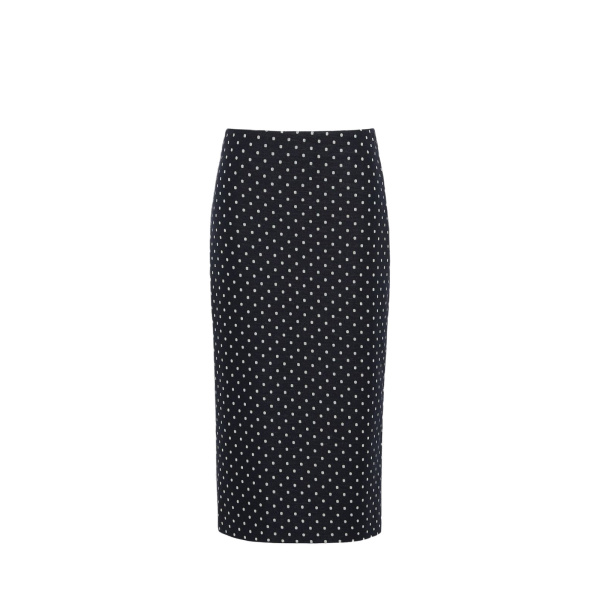 Max Mara Adatti Polka Dot Jersey Midi Skirt in Ultramarine | Pencil Skirts | Luxury Shoes 