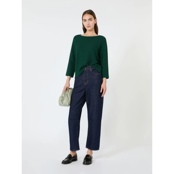 Max Mara Addotto Cotton Links Stitch Jumper in Dark Green | Sweaters | Luxury Shoes 
