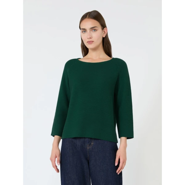 Max Mara Addotto Cotton Links Stitch Jumper in Dark Green | Sweaters | Luxury Shoes 