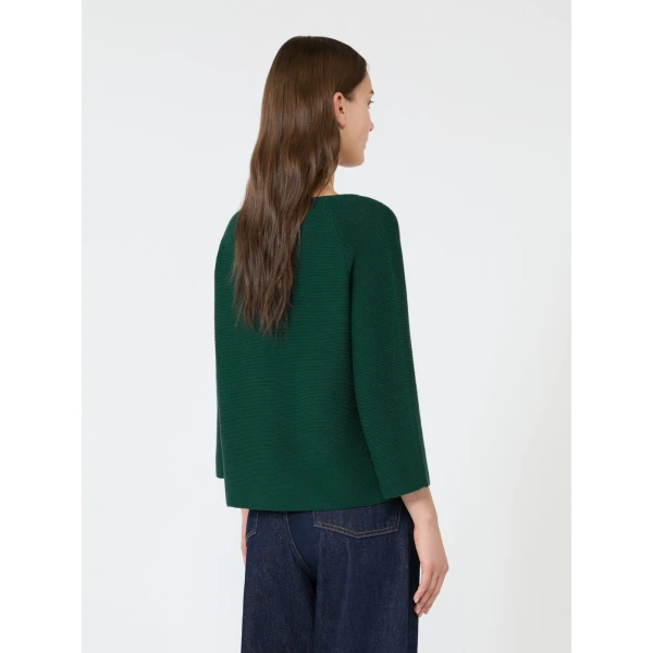 Max Mara Addotto Cotton Links Stitch Jumper in Dark Green | Sweaters | Luxury Shoes 