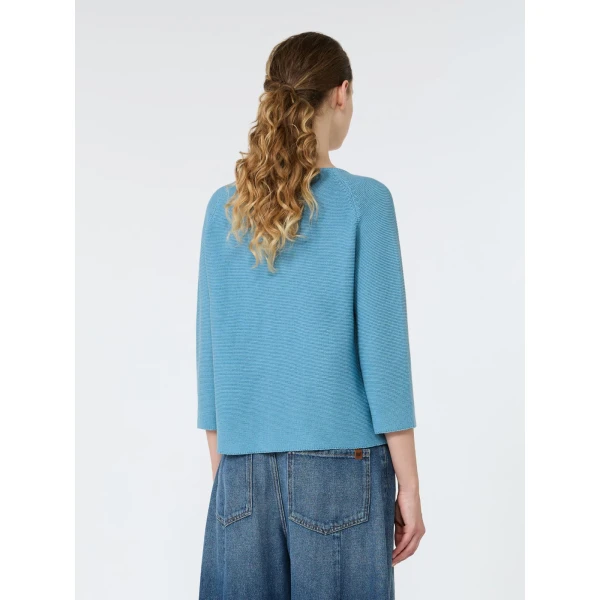 Max Mara Addotto Cotton Links Stitch Jumper in Light Blue | Sweaters | Luxury Shoes 