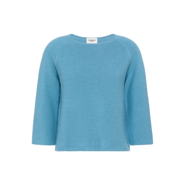 Max Mara Addotto Cotton Links Stitch Jumper in Light Blue | Sweaters | Luxury Shoes 
