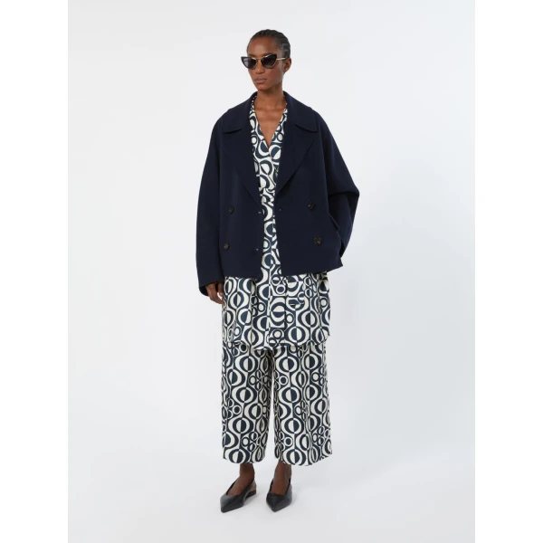 Max Mara Adele Wool Drap Pea Coat in Midnight Blue | Wool Coat | Luxury Shoes 