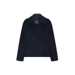Max Mara Adele Wool Drap Pea Coat in Midnight Blue | Wool Coat | Luxury Shoes 
