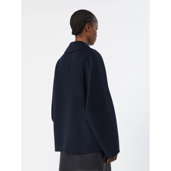 Max Mara Adele Wool Drap Pea Coat in Midnight Blue | Wool Coat | Luxury Shoes 