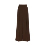 Max Mara Adelfi Wool Cloth Wide-Leg Trousers in Dark Brown | Wide leg pants | Luxury Shoes 
