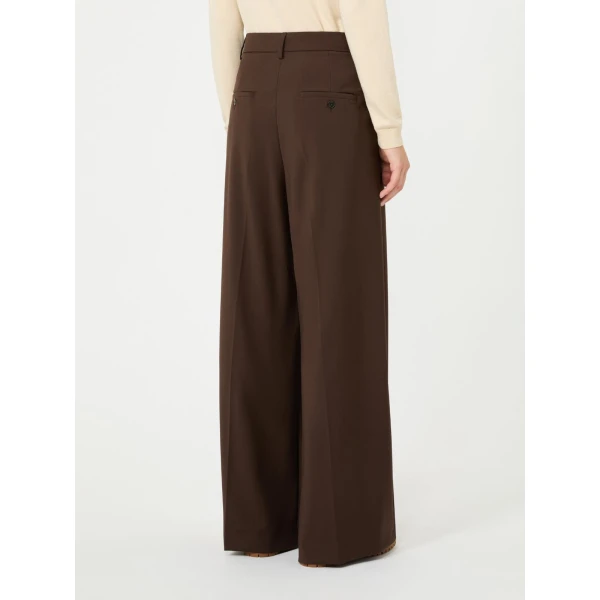 Max Mara Adelfi Wool Cloth Wide-Leg Trousers in Dark Brown | Wide leg pants | Luxury Shoes 