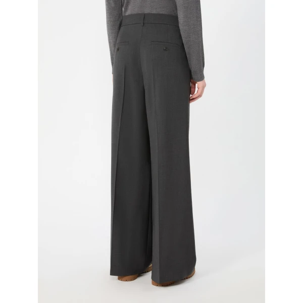 Max Mara Adelfi Wool Cloth Wide-Leg Trousers in Dark Grey | Wide leg pants | Luxury Shoes 