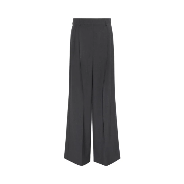 Max Mara Adelfi Wool Cloth Wide-Leg Trousers in Dark Grey | Wide leg pants | Luxury Shoes 