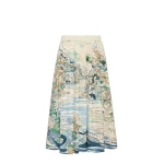 Max Mara Adepto Pleated Printed Poplin Skirt in Light Blue | Pleated Skirts | Luxury Shoes 