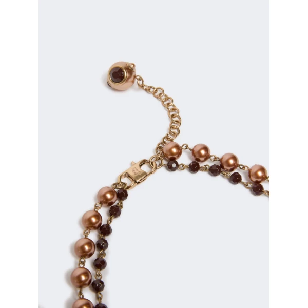 Max Mara Aderire Double Strand Beaded Necklace in Gold | Necklace | Luxury Shoes 