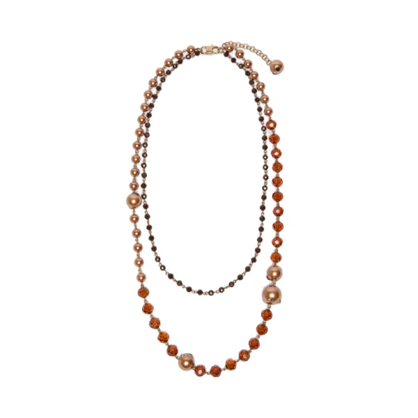 Max Mara Aderire Double Strand Beaded Necklace in Gold | Women | Luxury Shoes 