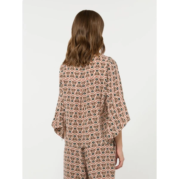 Max Mara Adone Printed Silk Crepe de Chine Blouse in Antique Rose | Blouse | Luxury Shoes 