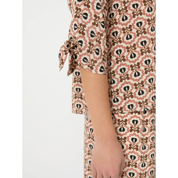 Max Mara Adone Printed Silk Crepe de Chine Blouse in Antique Rose | Blouse | Luxury Shoes 