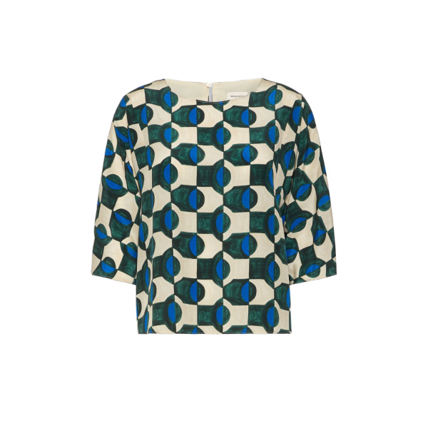 Max Mara Adone Printed Silk Crepe de Chine Blouse in Dark Green | Blouse | Luxury Shoes 