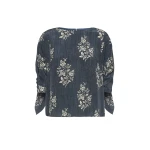 Max Mara Adone Printed Silk Crepe de Chine Blouse in Navy | Blouse | Luxury Shoes 