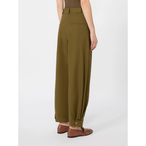 Max Mara Adorni Stretch Cotton Canvas Trousers in Khaki | Wide leg pants | Luxury Shoes 
