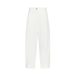 Max Mara Adorni Stretch Cotton Canvas Trousers in White | Wide leg pants | Luxury Shoes 