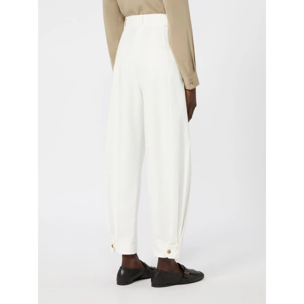 Max Mara Adorni Stretch Cotton Canvas Trousers in White | Wide leg pants | Luxury Shoes 