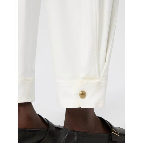 Max Mara Adorni Stretch Cotton Canvas Trousers in White | Wide leg pants | Luxury Shoes 