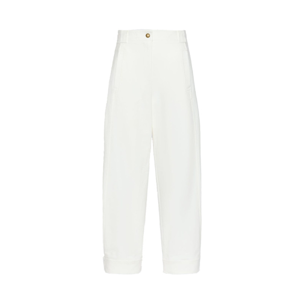 Max Mara Adorni Stretch Cotton Canvas Trousers in White | Wide leg pants | Luxury Shoes 