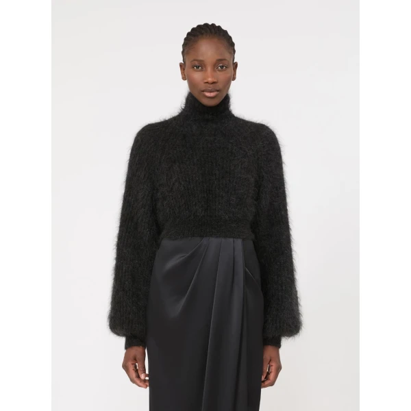 Max Mara Adorno Melange Mohair Yarn Jumper in Dark Grey | Sweaters | Luxury Shoes 