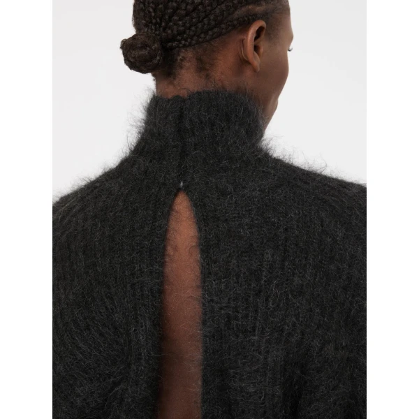 Max Mara Adorno Melange Mohair Yarn Jumper in Dark Grey | Sweaters | Luxury Shoes 