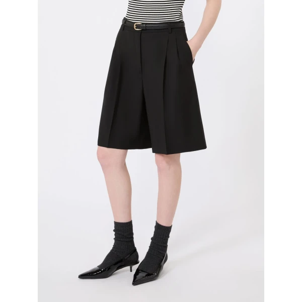 Max Mara Adorno Woollen Cloth Bermuda Shorts in Black | Shorts | Luxury Shoes 