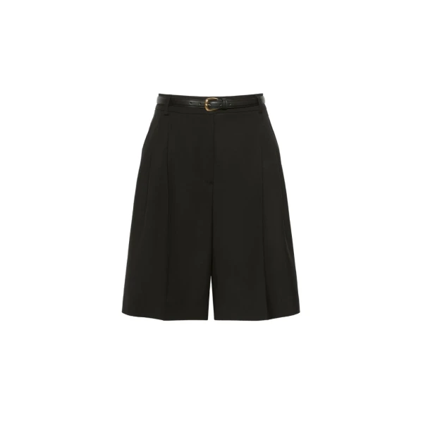 Max Mara Adorno Woollen Cloth Bermuda Shorts in Black | Shorts | Luxury Shoes 