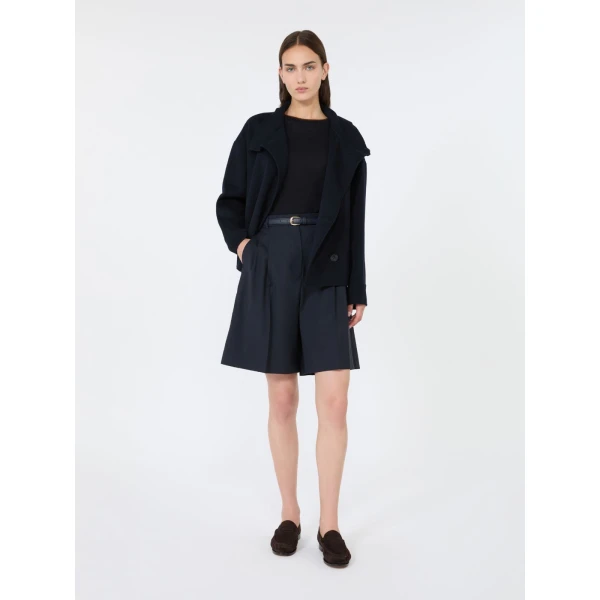 Max Mara Adorno Woollen Cloth Bermuda Shorts in Navy | Shorts | Luxury Shoes 
