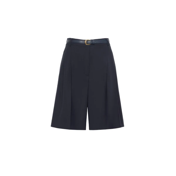 Max Mara Adorno Woollen Cloth Bermuda Shorts in Navy | Shorts | Luxury Shoes 