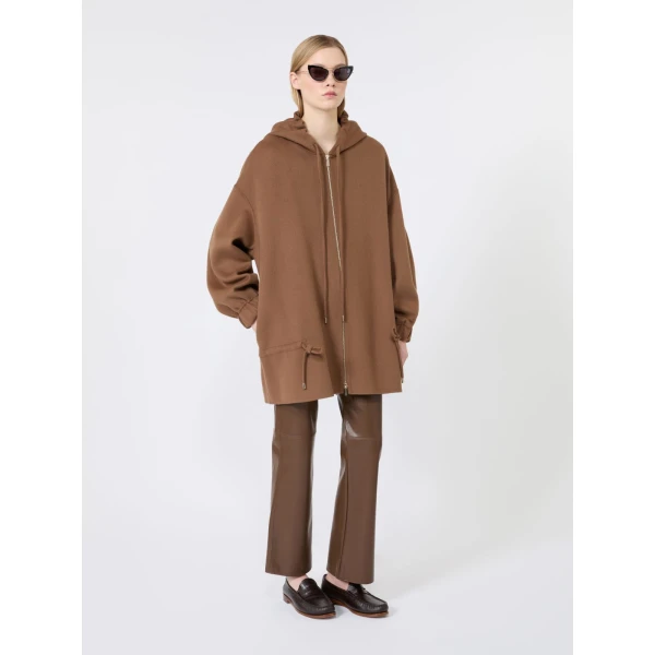 Max Mara Adriana Hooded Wool Drawstring Coat in Hazelnut Brown | Wool Coat | Luxury Shoes 