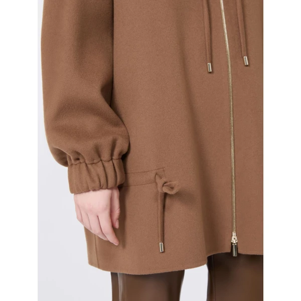 Max Mara Adriana Hooded Wool Drawstring Coat in Hazelnut Brown | Wool Coat | Luxury Shoes 