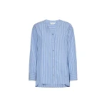 Max Mara Adriene Striped Cotton Poplin Shirt in Light Blue | Shirts | Luxury Shoes 