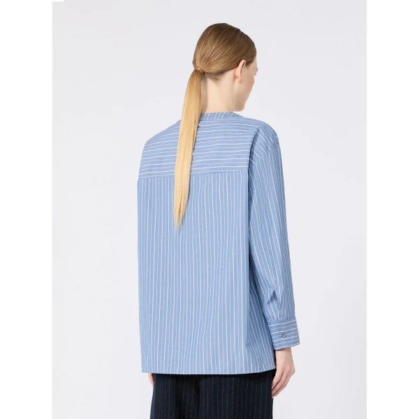 Max Mara Adriene Striped Cotton Poplin Shirt in Light Blue | Shirts | Luxury Shoes 