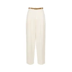 Max Mara Adunco Cotton Crepe Trousers in Ivory | Wide leg pants | Luxury Shoes 