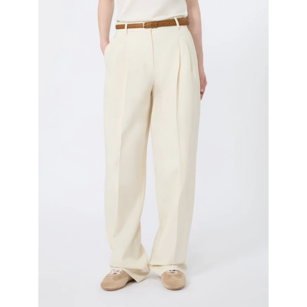 Max Mara Adunco Cotton Crepe Trousers in Ivory | Wide leg pants | Luxury Shoes 