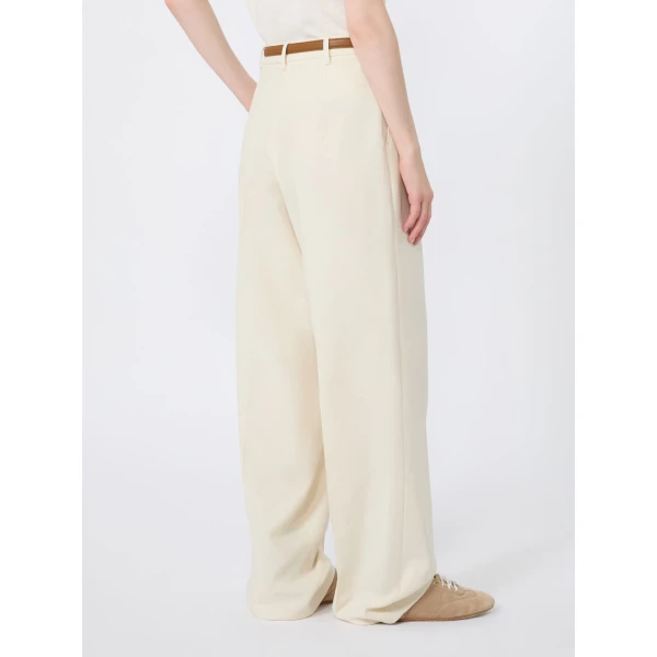 Max Mara Adunco Cotton Crepe Trousers in Ivory | Wide leg pants | Luxury Shoes 