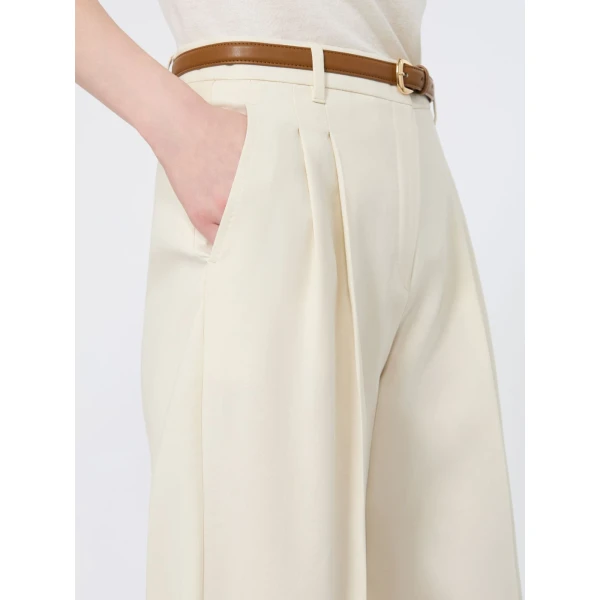 Max Mara Adunco Cotton Crepe Trousers in Ivory | Wide leg pants | Luxury Shoes 