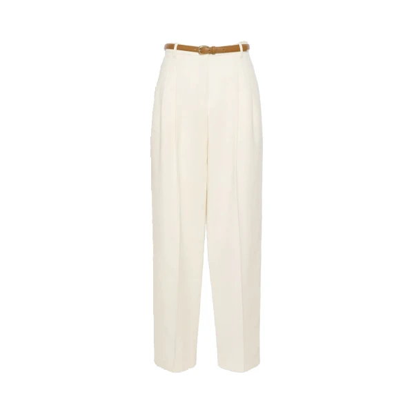 Adunco Cotton Crepe Trousers in Ivory