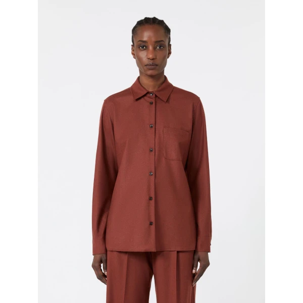 Max Mara Aere Cashmere Foule Shirt in Brick Red | Shirts | Luxury Shoes 