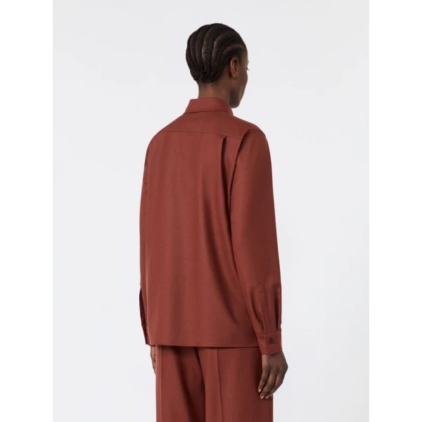 Max Mara Aere Cashmere Foule Shirt in Brick Red | Shirts | Luxury Shoes 