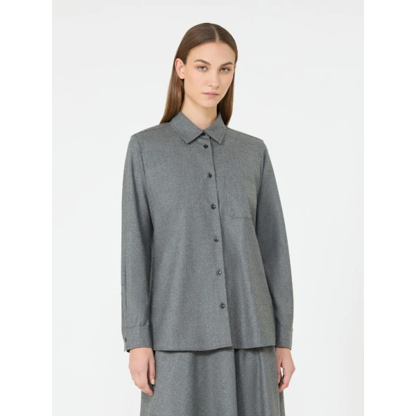 Max Mara Aere Cashmere Foule Shirt in Medium Grey | Shirts | Luxury Shoes 